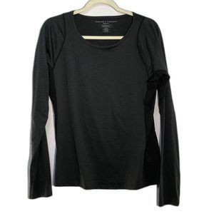 Threads 4 Thought Reactive Gray Black Side Panel Lng Slv Crew Neck Workout Top M